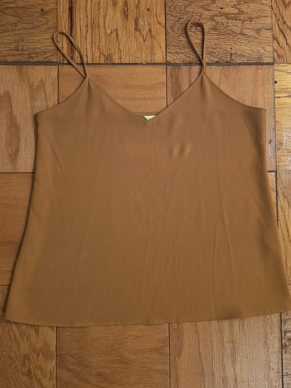 Uniqlo Tan Spaghetti Strap V-Neck Cami - Mustard/Yellow - Medium
